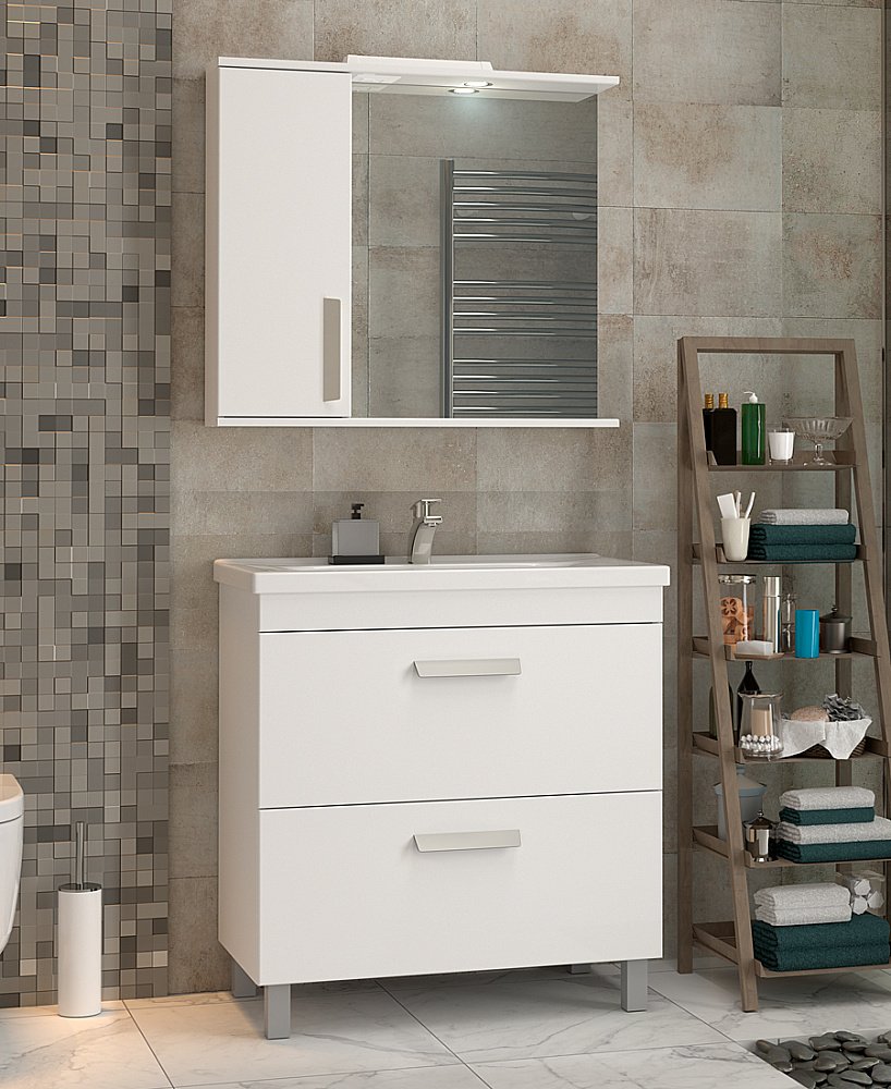 Тумба с раковиной Vigo Nova 2-800 белая для ванной в интернет-магазине Sanbest