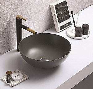 Раковина накладная CeramaLux NC 41,5 104MDH-2 серая купить в интернет-магазине Sanbest