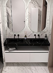 Тумба с раковиной Armadi Art Flat 120 белый глянец для ванной в интернет-магазине Sanbest