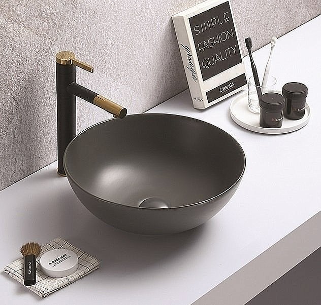 Раковина накладная CeramaLux NC 41,5 104MDH-2 серая купить в интернет-магазине Sanbest