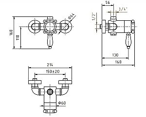 Смеситель для душа Migliore King 31487 бронза купить в интернет-магазине сантехники Sanbest