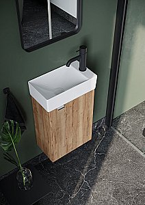 Тумба с раковиной Sancos Mini MN35EG дуб галифакс для ванной в интернет-магазине Sanbest