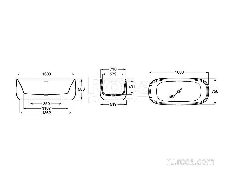Ванна Roca Beyond 248465000 160х75 купить в интернет-магазине Sanbest