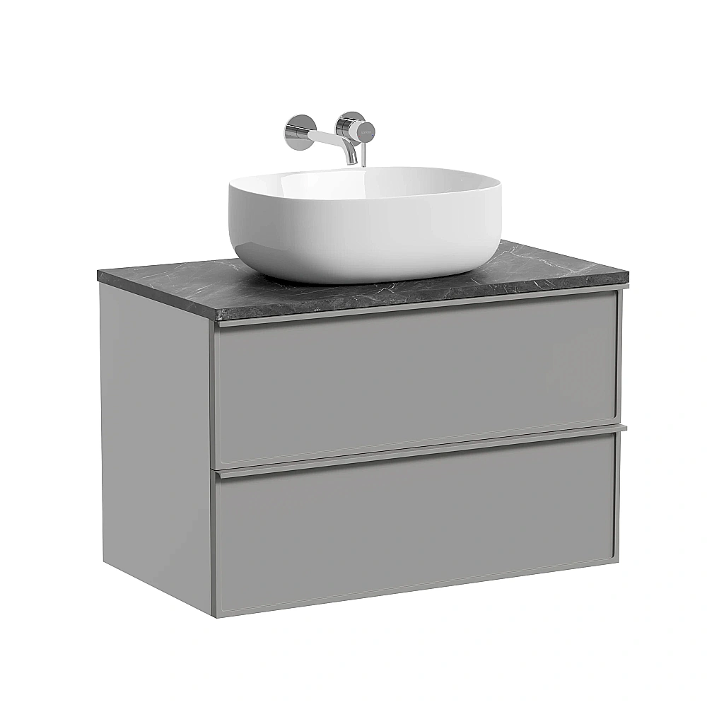 Тумба с раковиной и столешницей Sancos Velta 80 VL80WG+CN6018 теплый серый матовый/раковина белая для ванной в интернет-магазине Sanbest