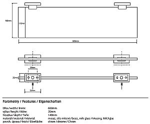 Полка стеклянная Bemeta Plaza 118102042 60 купить в интернет-магазине сантехники Sanbest