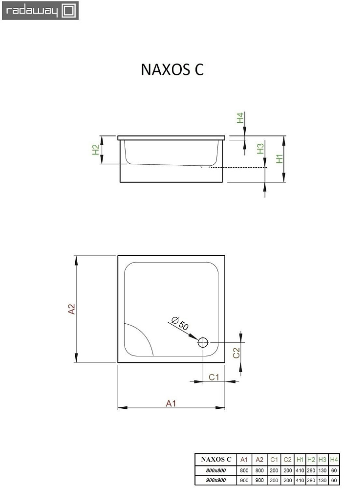 Душевой поддон Radaway Naxos C 80x80 купить в интернет-магазине Sanbest