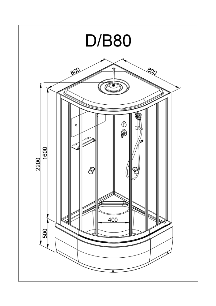 Душевая кабина Deto D80 80х80 купить в интернет-магазине Sanbest