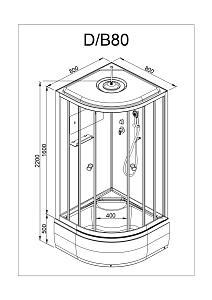 Душевая кабина Deto D80 80х80 купить в интернет-магазине Sanbest