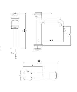Смеситель для раковины Wonzon & Woghand Tetra WW-841216-BN брашированный никель купить в интернет-магазине сантехники Sanbest