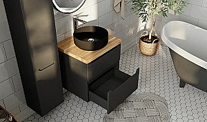 Тумба с раковиной Jorno Wood 60 серая для ванной в интернет-магазине Sanbest