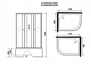 Душевая кабина Niagara Eco E110/80/40/TN/BK 110х80 купить в интернет-магазине Sanbest