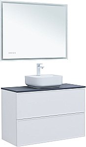 Тумба с раковиной Aquanet Арт 100 белая матовая для ванной в интернет-магазине Sanbest