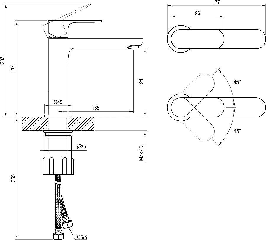 Смеситель для раковины Ravak Eleganta X070290 черный матовый купить в интернет-магазине сантехники Sanbest