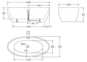 Ванна акриловая BelBagno BB69 170х82 белая купить в интернет-магазине Sanbest