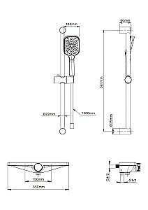 Смеситель для ванны с душем WONZON & WOGHAND Onix, Темный графит (WW-B2551-A-BGG) купить в интернет-магазине сантехники Sanbest