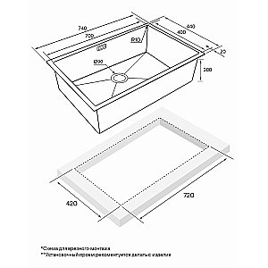 Кухонная мойка Paulmark Next 74 PM217444-MG серая матовая купить в интернет-магазине сантехники Sanbest