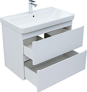 Тумба с раковиной Aquanet Эмбер 330467 80 белый матовый для ванной в интернет-магазине Sanbest