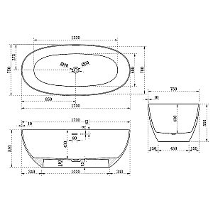 Ванна из искусственного камня Vincea VBT-6S01MW 170x75 белая матовая купить в интернет-магазине Sanbest