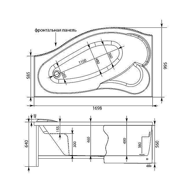 Акриловая ванна Aquanet Palma 170х90 с к/с купить в интернет-магазине Sanbest