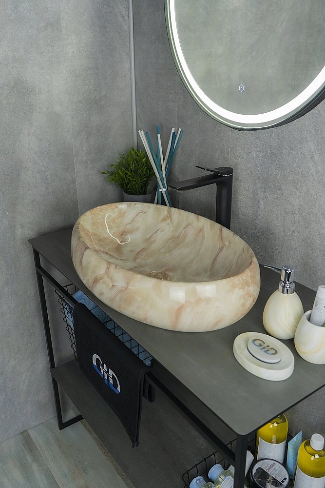 Раковина накладная Gid 60 Mnc162 54404 бежевый мрамор купить в интернет-магазине Sanbest