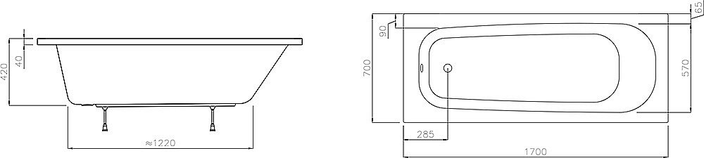 Ванна акриловая Ravak SEPTIMA 170х70 купить в интернет-магазине Sanbest