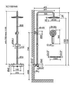 Душевая система Sancos Teo SC11001MB черный матовый купить в интернет-магазине сантехники Sanbest