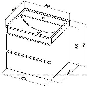 Тумба с раковиной Aquanet Вега 60 черная матовая для ванной в интернет-магазине Sanbest