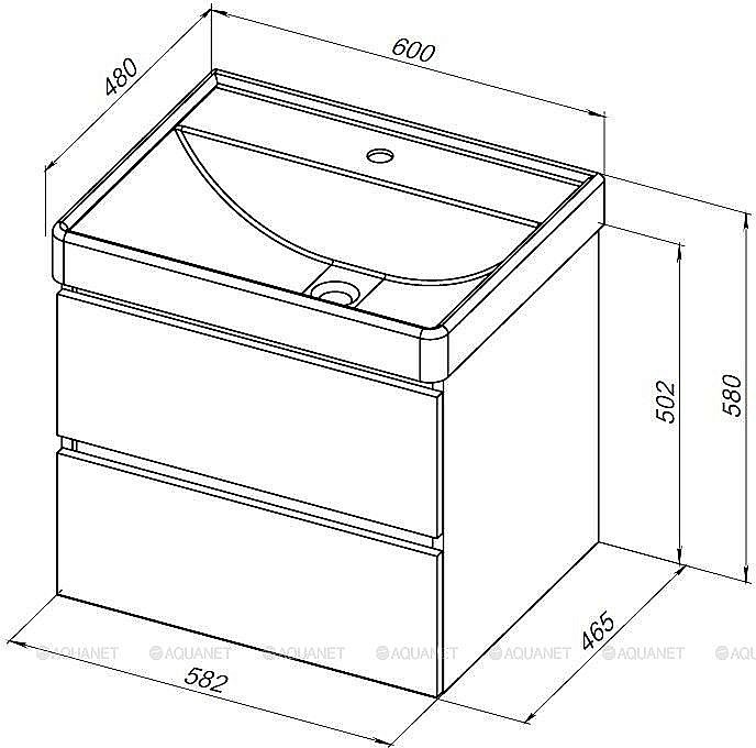 Тумба с раковиной Aquanet Вега 60 черная матовая для ванной в интернет-магазине Sanbest