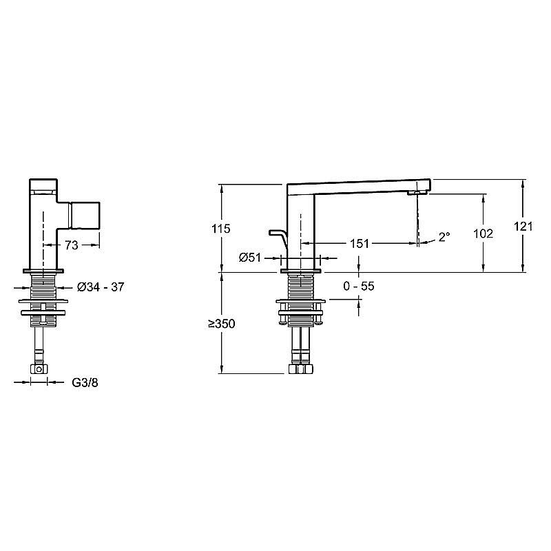 Cмеситель для раковины Jacob Delafon COMPOSED E73050-ND-TT титан купить в интернет-магазине сантехники Sanbest