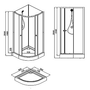 Душевая кабина Loranto NEO CS-21800 90х90 прозрачное стекло/профиль черный матовый купить в интернет-магазине Sanbest