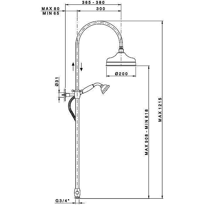Душевая система Nicolazzi Doccia 5712WSBZ20 Бронза купить в интернет-магазине сантехники Sanbest