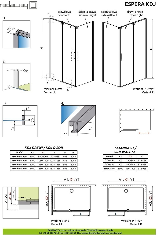 Душевой уголок Radaway Espera KDJ 100x90 купить в интернет-магазине Sanbest