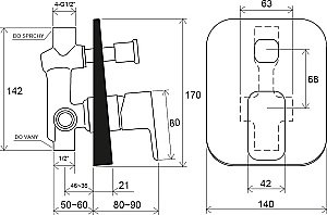 Смеситель для душа Ravak 10° Free black X070156 черный матовый купить в интернет-магазине сантехники Sanbest