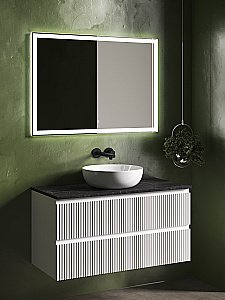 Тумба с раковиной Sancos SNOB R 100 со столешницей, белая матовый для ванной в интернет-магазине Sanbest