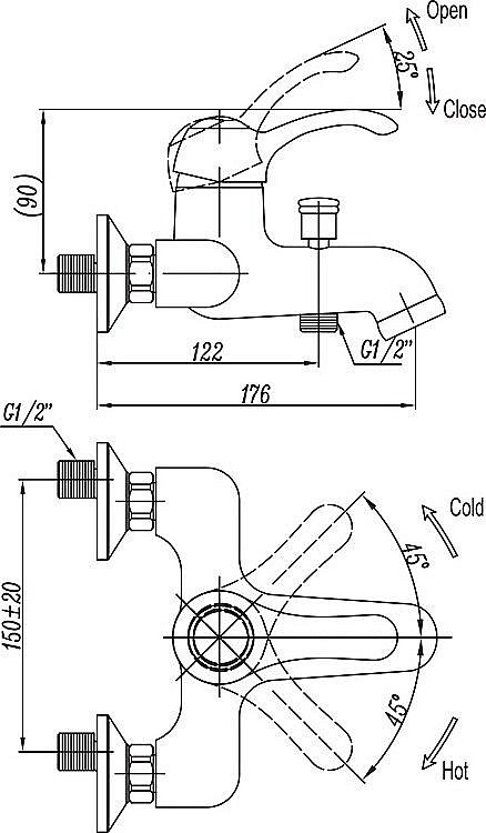 Смеситель для ванны Cezares LIRA-M-VDM1-01 хром купить в интернет-магазине сантехники Sanbest