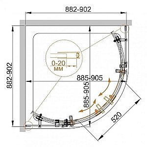 Душевой уголок Cezares Stylus-m 90x90 STYLUS-O-M-R-2-90-C-Cr стекло прозрачное/профиль хром купить в интернет-магазине Sanbest