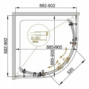 Душевой уголок Cezares Stylus-m 90x90 STYLUS-O-M-R-2-90-C-Cr стекло прозрачное/профиль хром купить в интернет-магазине Sanbest