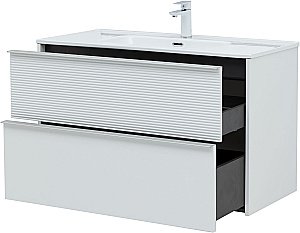 Тумба с раковиной Aquanet Вита 330474 100 белый матовый для ванной в интернет-магазине Sanbest