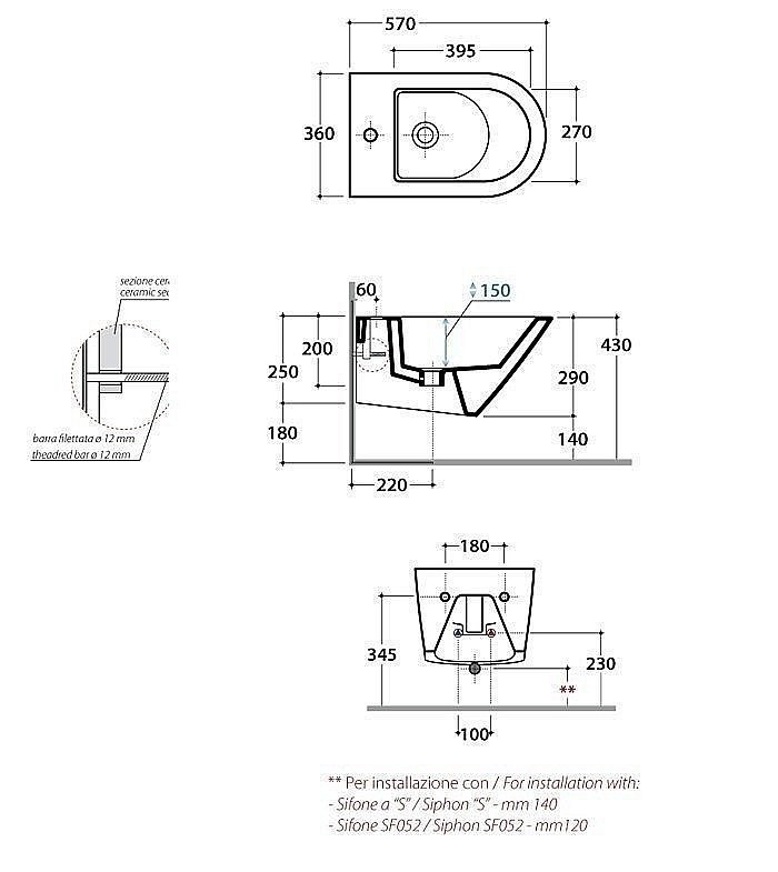 Биде подвесное GLOBO Forty3 FOS09.BI*1 купить в интернет-магазине Sanbest