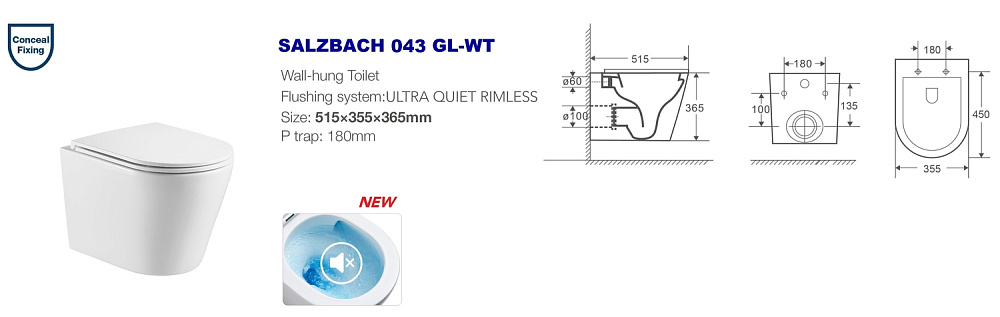 Унитаз с инсталляцией WeltWasser MARBERG 410 + SALZBACH 043 GL-WT + MAR 410 SE CR купить в интернет-магазине Sanbest