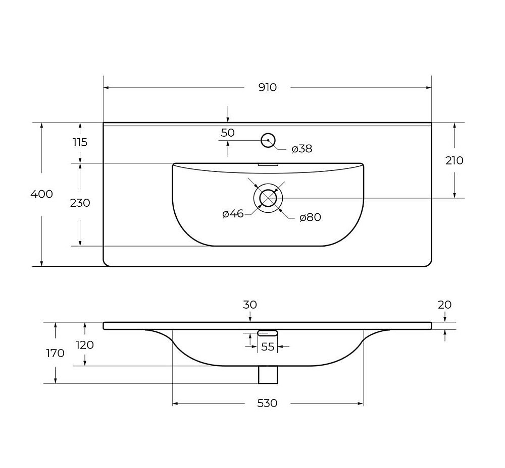 Раковина мебельная BelBagno BB-8099-3-90 белая купить в интернет-магазине Sanbest