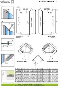 Душевой уголок Radaway Essenza New PTJ 90x80 купить в интернет-магазине Sanbest