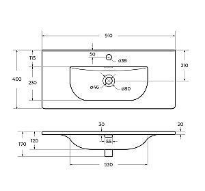 Раковина мебельная BelBagno BB-8099-3-90 белая купить в интернет-магазине Sanbest