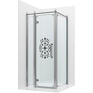 Душевой уголок Ambassador Royal 18015107-L 100х100 стекло прозрачное с декором/профиль хром купить в интернет-магазине Sanbest