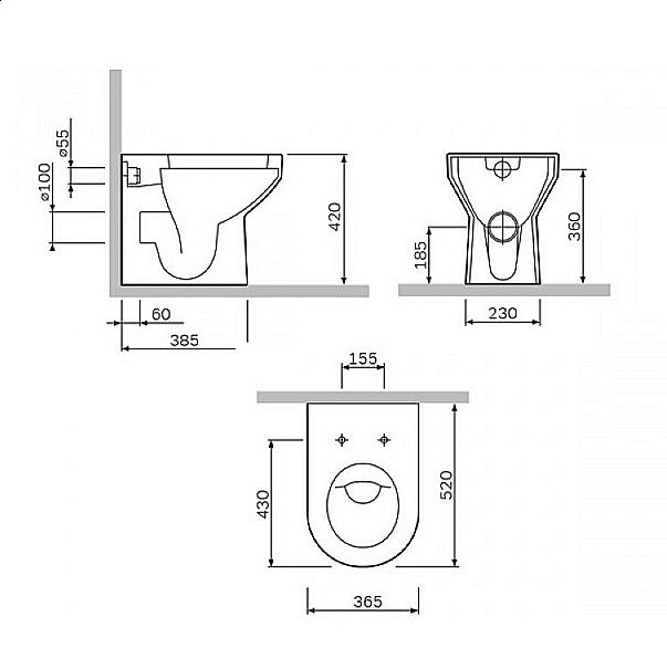 Унитаз приставной AM.PM Spirit V2.0 C701438WH белый купить в интернет-магазине Sanbest