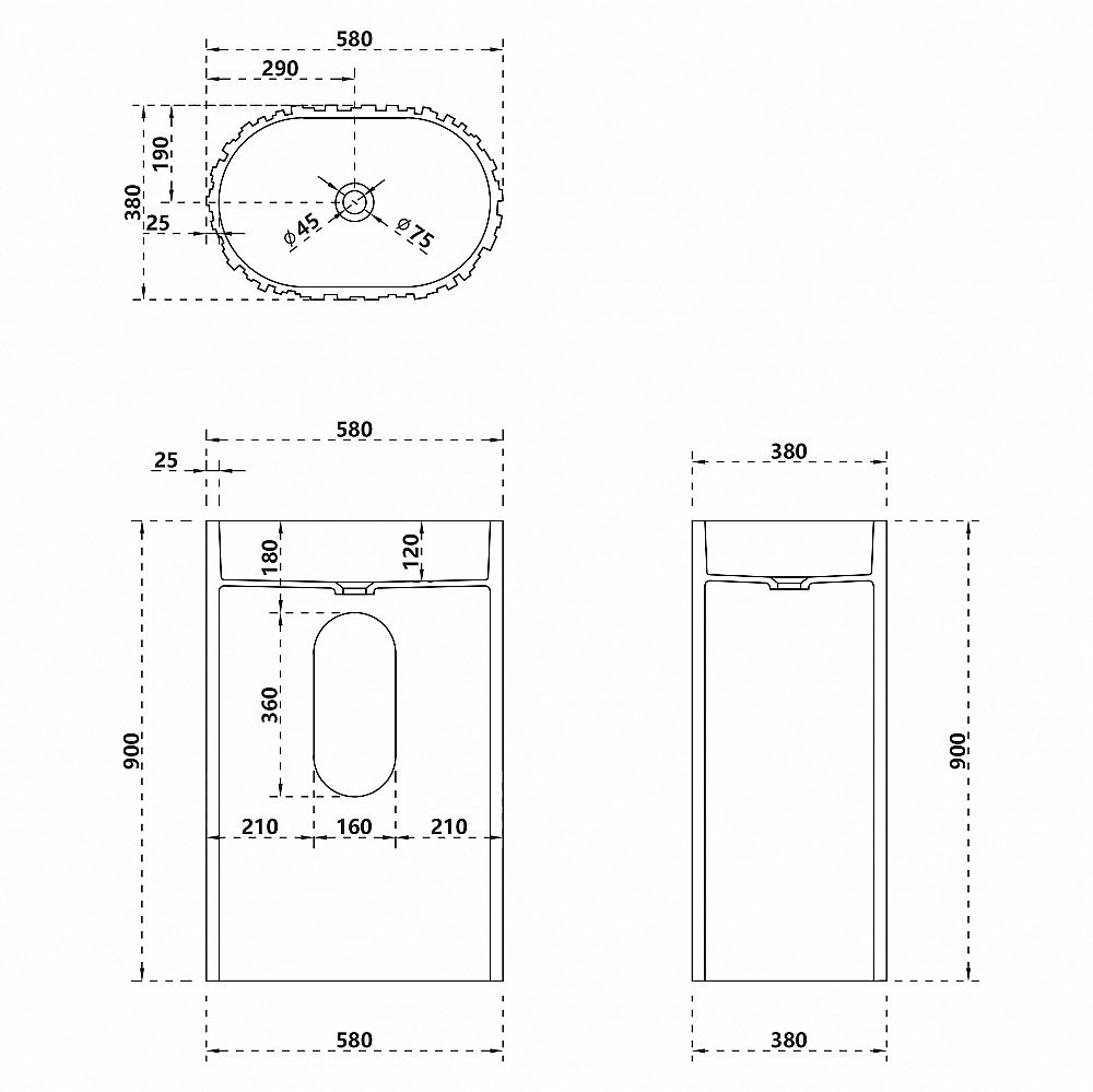 Раковина Abber Stein 58 AS2551-H белая купить в интернет-магазине Sanbest