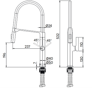 Смеситель для кухни Paulmark Barrel Ba214029-BS брашированная нержавеющая сталь купить в интернет-магазине сантехники Sanbest