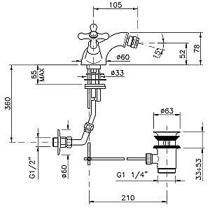 Смеситель для биде Nicolazzi Nuova Brenta 2534BZ Бронза купить в интернет-магазине сантехники Sanbest