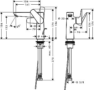 Смеситель для раковины Hansgrohe Talis E 150 71754000 купить в интернет-магазине сантехники Sanbest