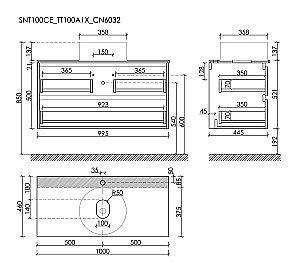 Тумба с раковиной Sancos SNOB T 100 со столешницей, бежевая матовая для ванной в интернет-магазине Sanbest